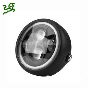 <span class=keywords><strong>Phare</strong></span> LED <span class=keywords><strong>rond</strong></span> de <span class=keywords><strong>moto</strong></span>, pour Cafe Racer, universel, avec yeux d'ange, pouces - Product Image 1