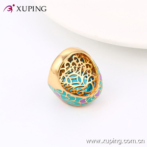 13718 Xuping 18 k color oro anillo de vanguardia con piedra preciosa aguamarina rodeada de <span class=keywords><strong>micro</strong></span> estrás blancos para mujer - Product Image 4