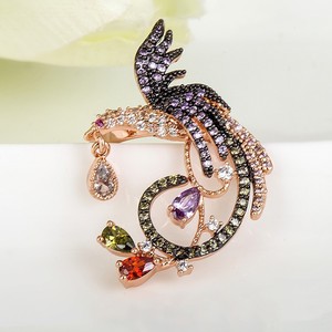 Teemi gros Aliexpress Nouveau design plaqué or Rose Big Size femmes multi Noir CZ Prong Réglage <span class=keywords><strong>Phenix</strong></span> animaux oiseaux CZ Bagues - Product Image 2