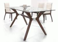 Table basse en bois avec plateau en verre, support en verre trempé et stratifié