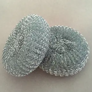 kitchen cleaning Galvanized wire mesh scourer / flat wire mesh cleaning ball