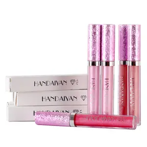 HANDAIYAN Lipstik Lip Gloss Cair, Lipstik Cair Bubuk Glitter Tahan Lama, Lipstik Metalik Bersinar Berlian