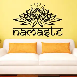 Pegatinas de pared con diseño de arte religioso para decoración del hogar, adhesivos de pared con diseño de namaste indio, lotus, yoga, Buda, ganesha