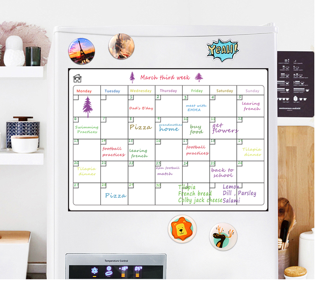 A3 Size Magnetic Weekly Planner Board Kitchen Fridge Dry Erase Whiteboard with 8 Pens Whiteboard for Home Use