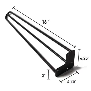Base de patas de taburete de metal negro para mesas de bricolaje