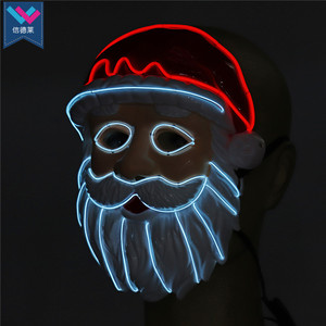 Masque de Père Noël en PVC lumineux à LED pour <span class=keywords><strong>cosplay</strong></span> et décoration de Noël, masque de costume avec fil EL - Product Image 2