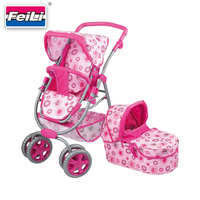 Ensemble de poussette pour poupée bébé Fei Li Toys 3 en 1 avec nacelle et guidon réglable pour poupée bébé fille avec porte-bébé