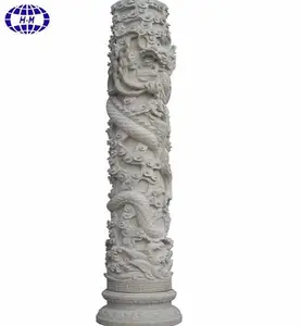 Great quality natural white marble dragon pillar design