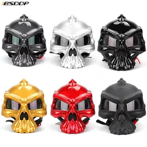 BSDDP 듀얼 사용 해골 오토바이 헬멧 Capacete Casco 참신 레트로 Casque 오토바이 하프 페이스 헬멧