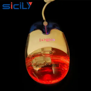 Regalo corporativo con cable USB ratón lleno de líquido, USB ratón óptico Aqua Mouse con Light Up LOGO