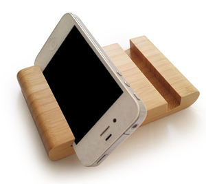 Support de téléphone en bois, support de téléphone portable en bambou, double fente - Product Image 6