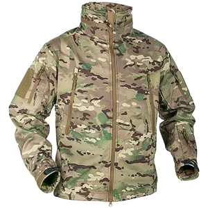 Heren Softshell Outdoor Tactische Jas Fleece Voering Jas Verborgen Kap Jas Windjack Vissen Jas