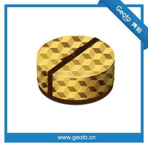 Modelo redondo rejilla papel impreso caja de regalo de chocolate personalizado praliné caja de papel con ahogan cinta - Product Image 1