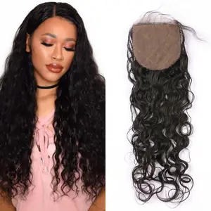 Cheveux brésiliens vierges ondulés, 4x4, fermeture en soie, noeud caché, 3 parties, base en soie, en stock