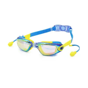 Genial espejo Anti niebla niños nadar gafas con siameses auricular