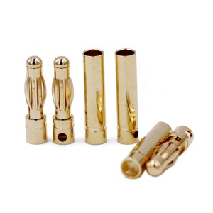 10x 4mm Low Profile Gold Bullet Connectors – Right Angle Banana Plugs For RC Lipo Batteries