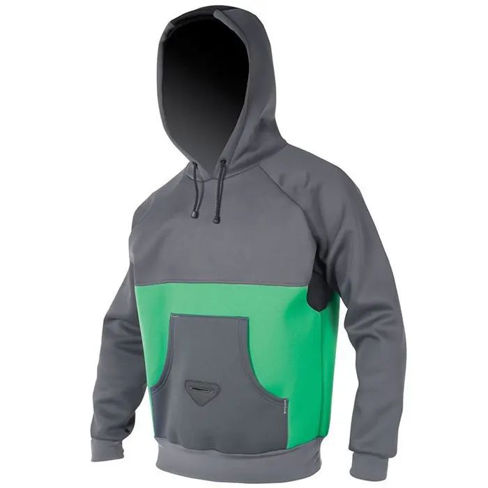 Custom Work Out Neoprene Hoodie Green Waterproof Full Zip up Oversized Hoodie Jacket Coat Fleece Panelled Pullover Hoodie