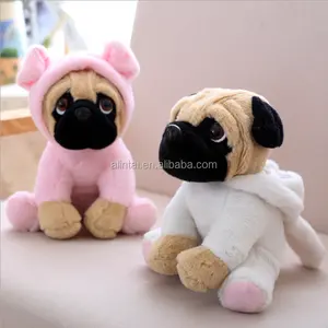perro de peluche de juguete blanco y negro Suppliers-Juguetes de peluche de colores para perros, peluche de perro pug, suave