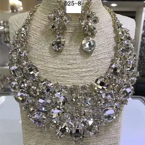 Nouveaux ensembles de bijoux de collier de gros diamants africains pour les femmes D25-8 de bijoux lourds indiens de fête de mariage