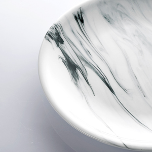 <span class=keywords><strong>Assiette</strong></span> Ronde en Céramique Blanche Effet <span class=keywords><strong>Marbre</strong></span> pour Hôtel, Restaurant de Luxe, Élégante, Personnalisable, Peinte à la Main, Écologique - Product Image 3