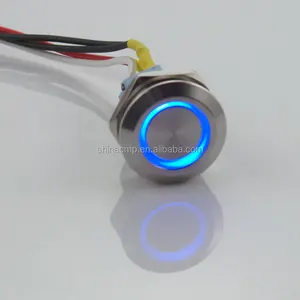 Interruptor de encendido y apagado de 22mm, pulsador resistente al agua, doble Led, doble Color, 12V, 24V, 220V, interruptor de Metal de acero inoxidable con iluminación roja y azul