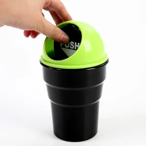 STROBIGO Round Plastic Mini Car Recycling Bin, Plastic Mini Car Trash Can/