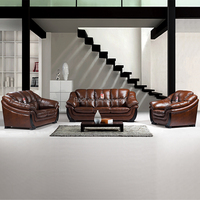 Muebles para el Hogar, Sofás de Cuero Rojo para Sala de Estar, Juego de Sofás de 8 Plazas