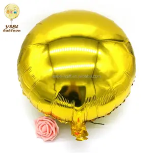 黄色圆形气球18英寸金属黄色普通QUALATEX箔气球
