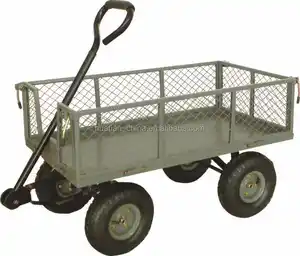 Folding Trolley Cart 300KG Steel Utility Garden Tool Cart TC4211C Folding Garden Wagon Utility Trolley