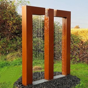 Grande <span class=keywords><strong>fontaine</strong></span> d'eau rustique en acier corten en forme de loup pour l'extérieur à vendre - Product Image 3