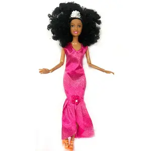 ด้านบนขายราชินีของทวีปแอฟริกาตุ๊กตาที่กำหนดเองสีดำตุ๊กตาที่มีสีดำผม