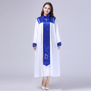 Vestido de coro de iglesia cristiana Mujer Cantando Ropa Manga larga Batas de coro gratis Batas