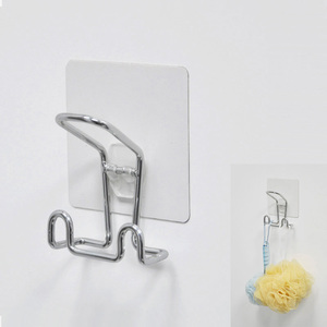 Crochet overdoor simple en fil utile avec autocollant adhésif en plastique réutilisable - Product Image 4