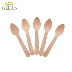 Cuillère glaces Dessert jetable, cuillère en bois pour mélanger les aliments, Mini glaces café et thé 2 pouces