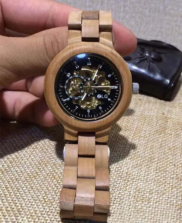 Luxury Wood Skeleton Automatic Private Brand Watch from Wood Watches Manufacturer