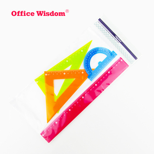 Juego de Reglas Geométricas de Alta Calidad, Regla Triangular de Plástico de Color Escolar, Transportador, Juego de Reglas de 12 Pulgadas, 4 Piezas - Product Image 2