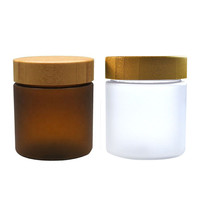 Pot en Plastique de Qualité Alimentaire pour Miel, Gommage, Beurre Corporel, Crème Cosmétique, 150ml 250ml, Transparent Dépoli ou Ambré, avec Couvercle en Bambou