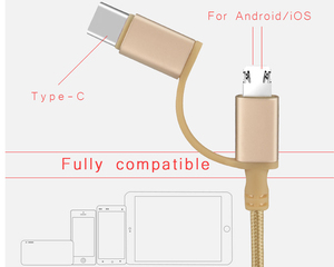 Fast <span class=keywords><strong>ชาร์จ</strong></span><span class=keywords><strong>2</strong></span> <span class=keywords><strong>In</strong></span> <span class=keywords><strong>1</strong></span> Micro USB Cable <span class=keywords><strong>Type</strong></span> <span class=keywords><strong>C</strong></span> ถักไนลอนข้อมูล Sync สำหรับ Samsung Android - Product Image 6