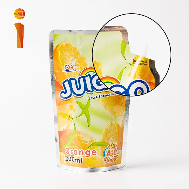 Высококачественный стоячий пакет для упаковки напитков, одноразовый пластиковый пакет для сока с соломинкой