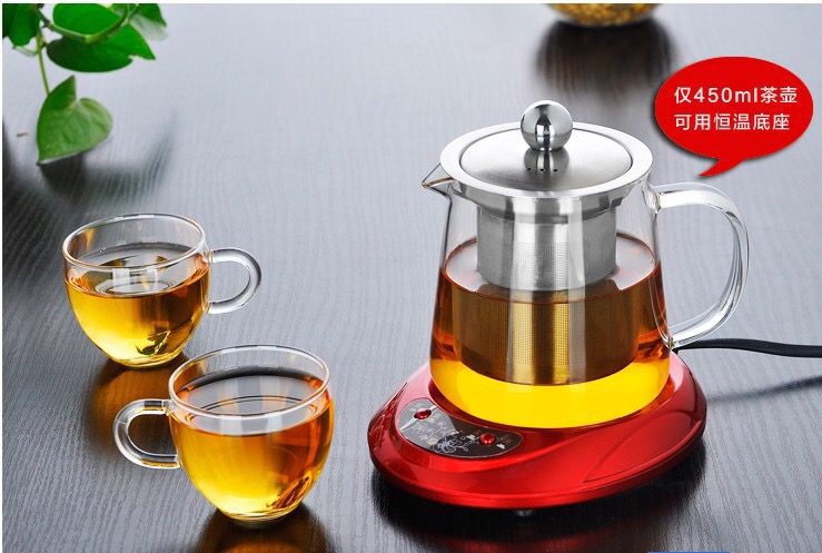 heat resistant clear Borosilicate glass teapot with removable stainless steel infuser