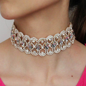 HANSIDON Luxury Rhinestones <strong>Chokers</strong> Statement <strong>Necklace</strong> for Women Big <strong>Crystal</strong> <strong>Necklace</strong> Wedding Jewelry Maxi Collars - Product Image 2
