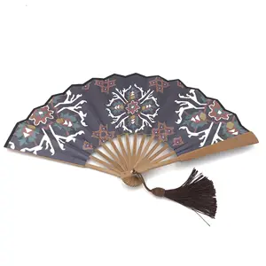 Customized Printed larger tea cloth folding fan