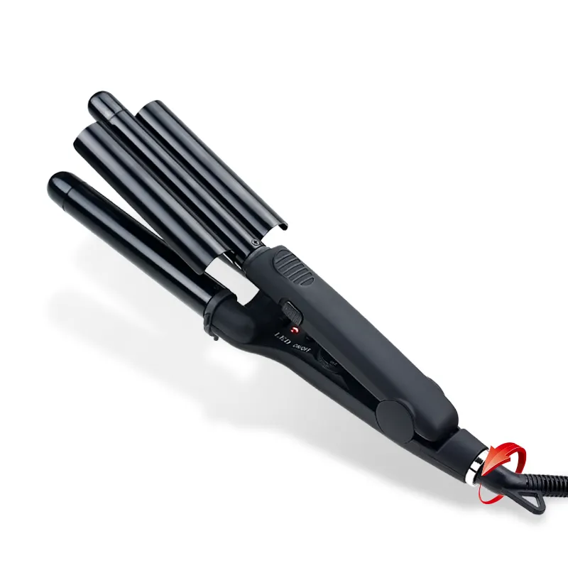 Hair Curling Iron 3 Big Barrel Beach Deep Wave Crimper, Fast Heating Hair Curler Waver Portable Ceramic Waving Wand Styling Tool