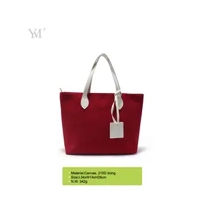 OEM-bolsos de mano informales para mujer, bolsas de mano femeninas de lona roja, de lujo, suministro directo de fábrica