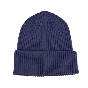 Lana de Merino de punto de canalé Beanie sombrero para hombres mujeres tapa simple sombrero tapa