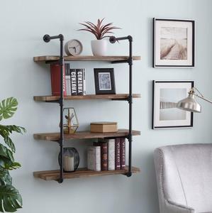 Étagère pour tuyaux de style industriel <span class=keywords><strong>3</strong></span>/4 pouces à 5 niveaux avec mamelon en fer Bride ronde en fonte malléable noire OEM - Product Image 4