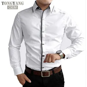 TONGYANG nueva primavera otoño camisas de vestir de algodón de alta calidad para hombre camisa Casual, hombres casuales de talla grande Slim Fit camisas sociales