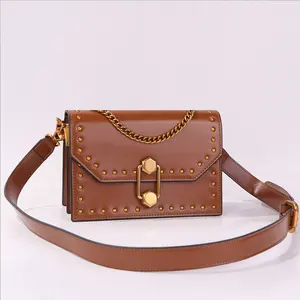 2019 summer new women's bag Korean fashion lock small square bag wild single shoulder Messenger bag leather chain rivet tide