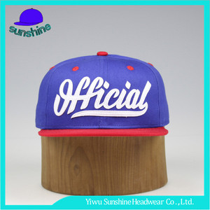 OEM 100% acrílico bordado tapas de hip hop al por mayor rojo y azul snapback 6 panel sombrero - Product Image 1