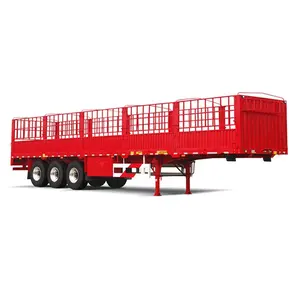 3 Axles horse cattle transport Customized Sugar Cane Harvest animal carrier grid cargo fence semi trailer